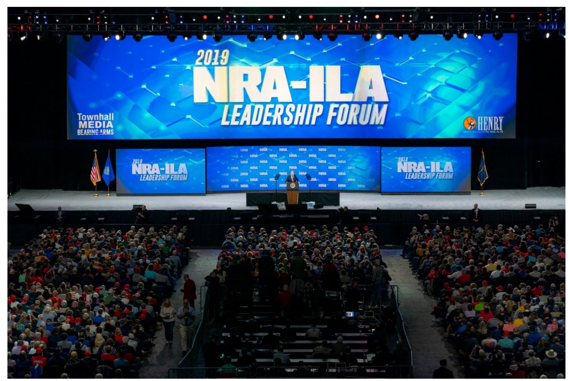 President Donald J. Trump addresses the National Rifle Association annual convention in Indianapolis, Indiana on April 26, 2019, Official White House Photo by Tia Dufour. 