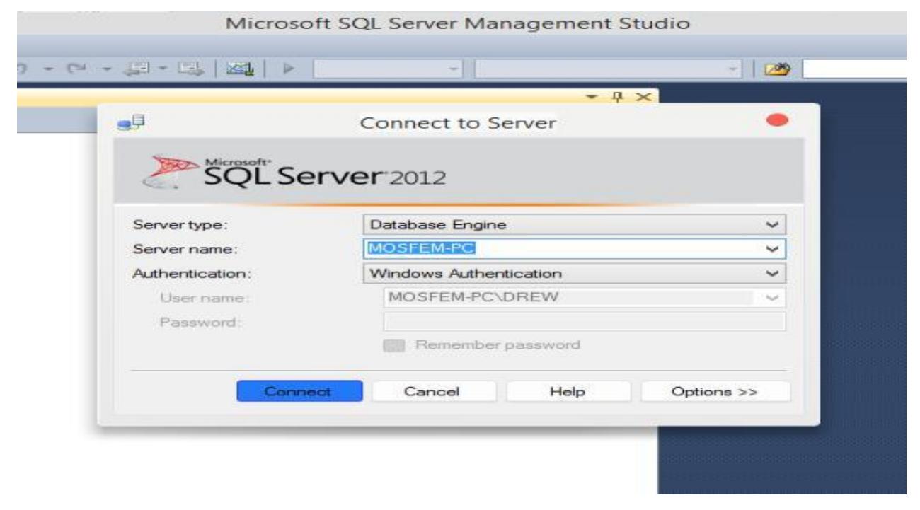 Fig 6: Microsoft SQL Connection 