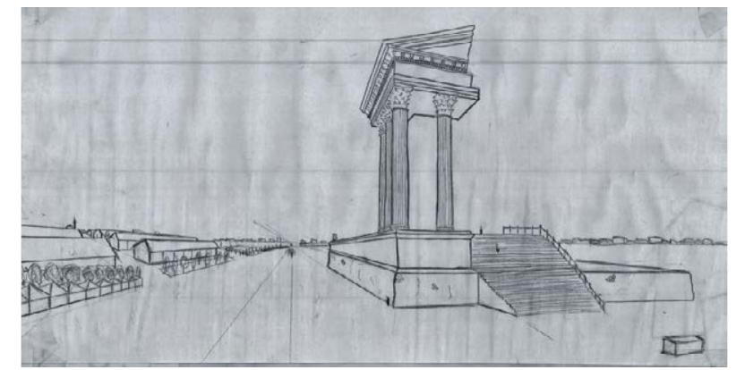 Fig. 4 - A 3D reconstruction of Temple indicating its scale compared with human scale. 