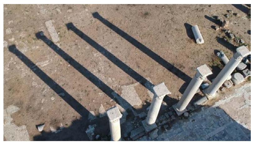 Fig. 3 — Aerial photograph of the eastern portico of the baths at Salamis-Constantia (Copyright: Camiz, Tedeschi, Griffo, 2078). 