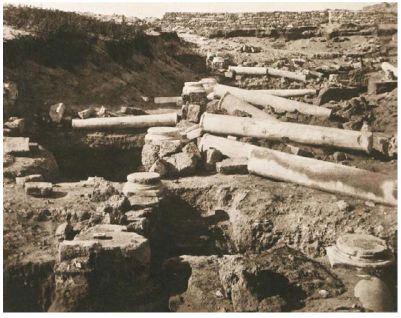 Fig. 6 — Photo of the baths as excavated in 1890, from the South (Munro et al. 1891). 