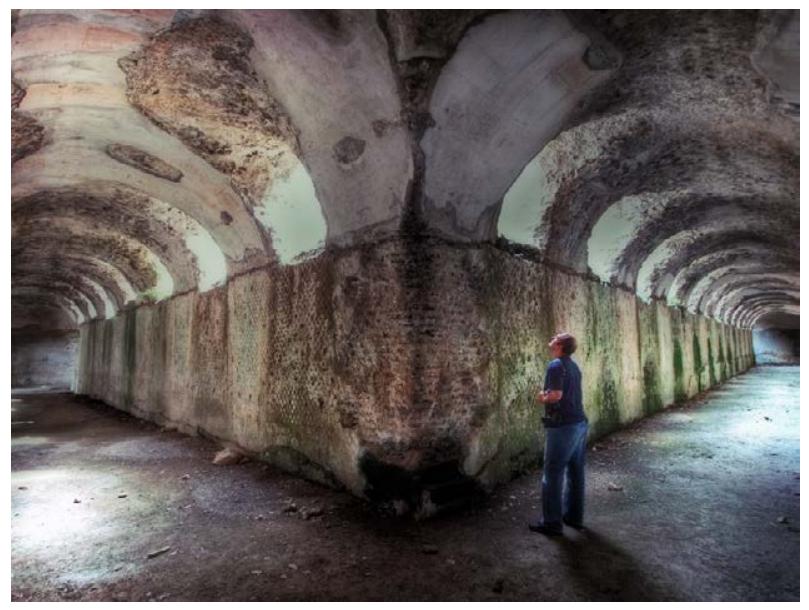 Fig. 9— View of the Cryptoporticus under the “Fish Pool” in the Hadrian’s Villa, Tivoli, Italy. (Copyright Corsano, Verdiani, 2010). 
