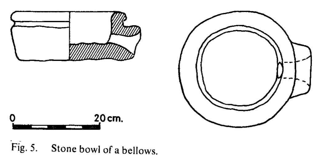 LEVEL P-1 : THE BUILDING BENEATH THE LEVEL VI TEMPLE (Fig. 6)  Remains of two habitation levels (Levels P-2—P-1) were sandwiched between the MB palace (Levels P-4—P-3) and the Level VI temple. These habitation levels were uncovered in the area of the main complex of the temple and to its northeast where subsidiary units of the temple were located. Both levels were very poorly preserved. That immediately beneath the temple (Level P-1) was described in the previous report (Ussishkin 1978:10), where it was ten- tatively labelled as Level VII. 