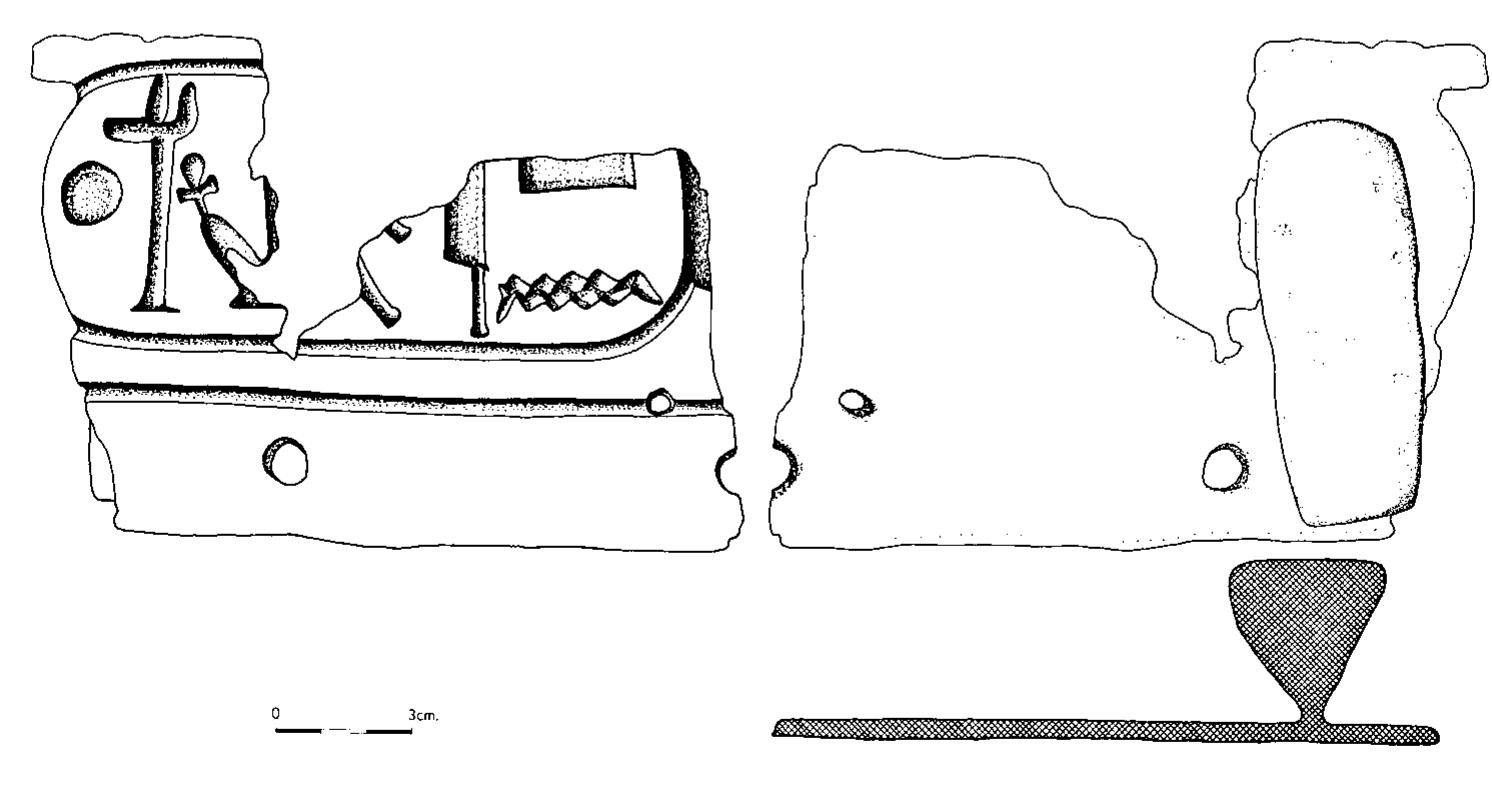 Fig. 13. Bronze object bearing cartouche of Rameses III.  The prize find from this hoard is an object bearing a cartouche of Rameses III (Fig. 13; Pl. 