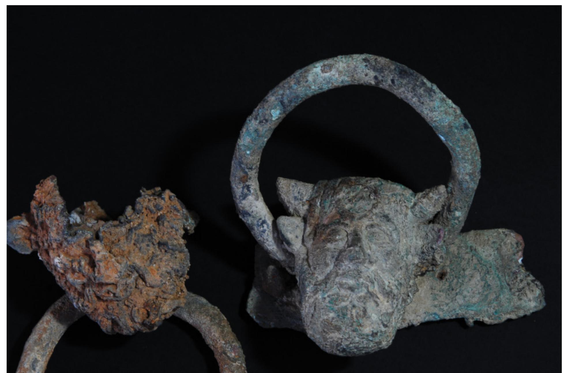 Fig. 8. Bronze knockers from the palace complex in Rhizon (photo J. Reclaw). 