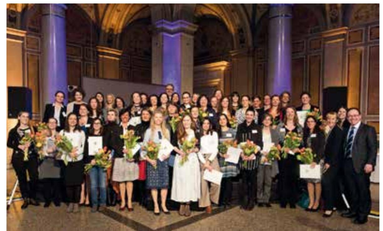 Fig. 69 Gabriela RuB-Popa participated at the award ceremony in occasion of the Hertha-Firnberg celebration 2019 (photo: FWF)  technique for leather tanning using a combination of brain and smoke tanning. The result is the so- called ‘Indian leather’, because this method was predominantly used by Native North American people, however, it was also familiar to the Zulus in Africa, the Sami in Scandinavia and different populations in Asia. The results from this experiment will allow us to gain a better understanding of prehistoric tanning techniques when compared to archaeological finds. 