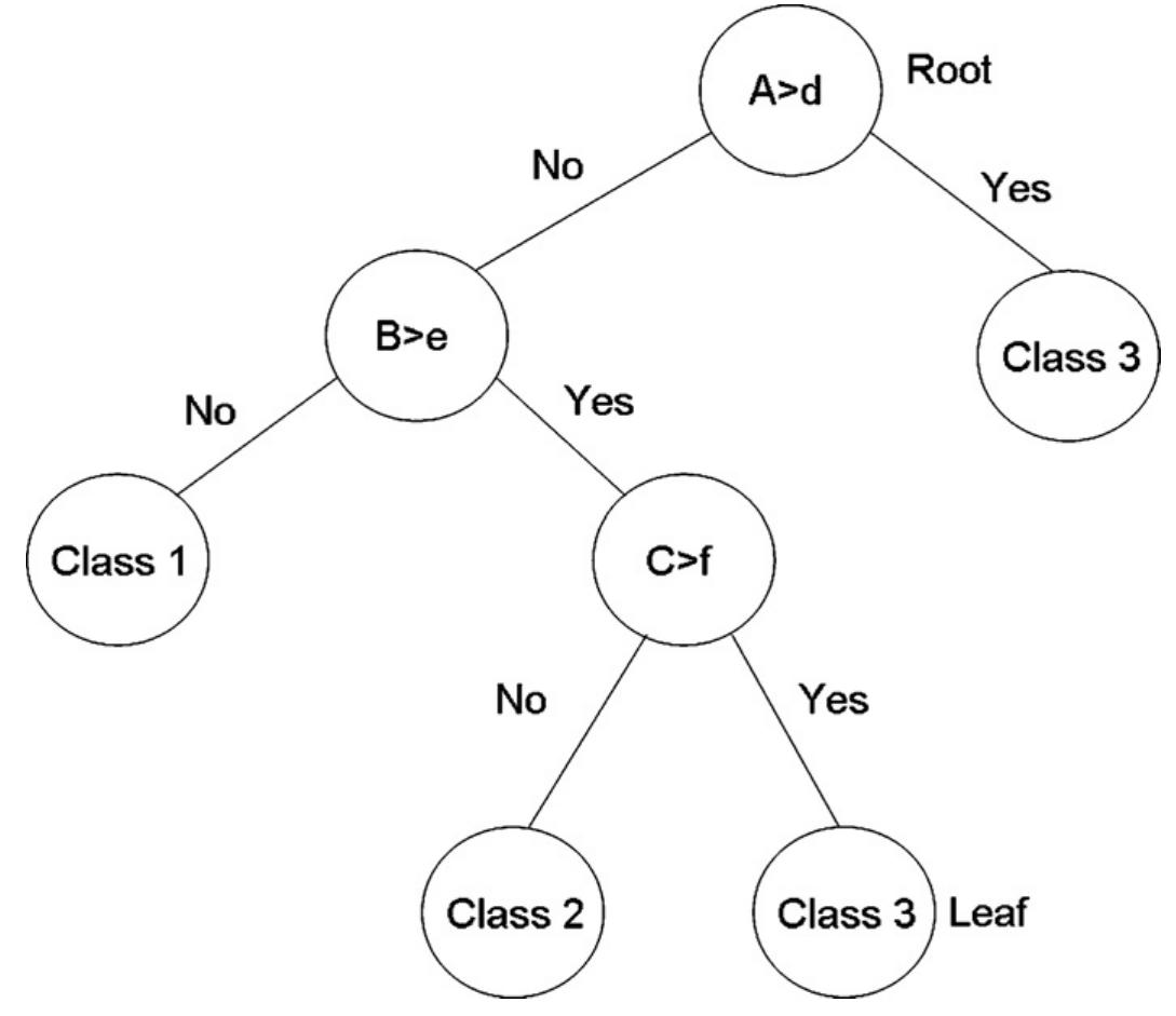 A schematic example of a decision tree structure. a