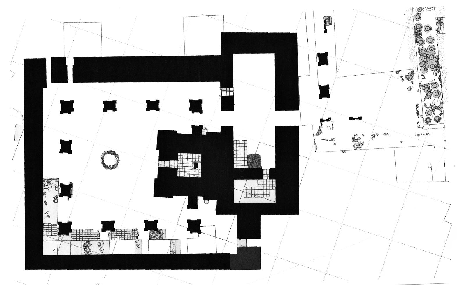 ig. 2: Temple Area — The Hall with podium and Pillared Hall. (Plan: O. Aras)  Fig. 1: Plan of the excavated areas on the Citadel 