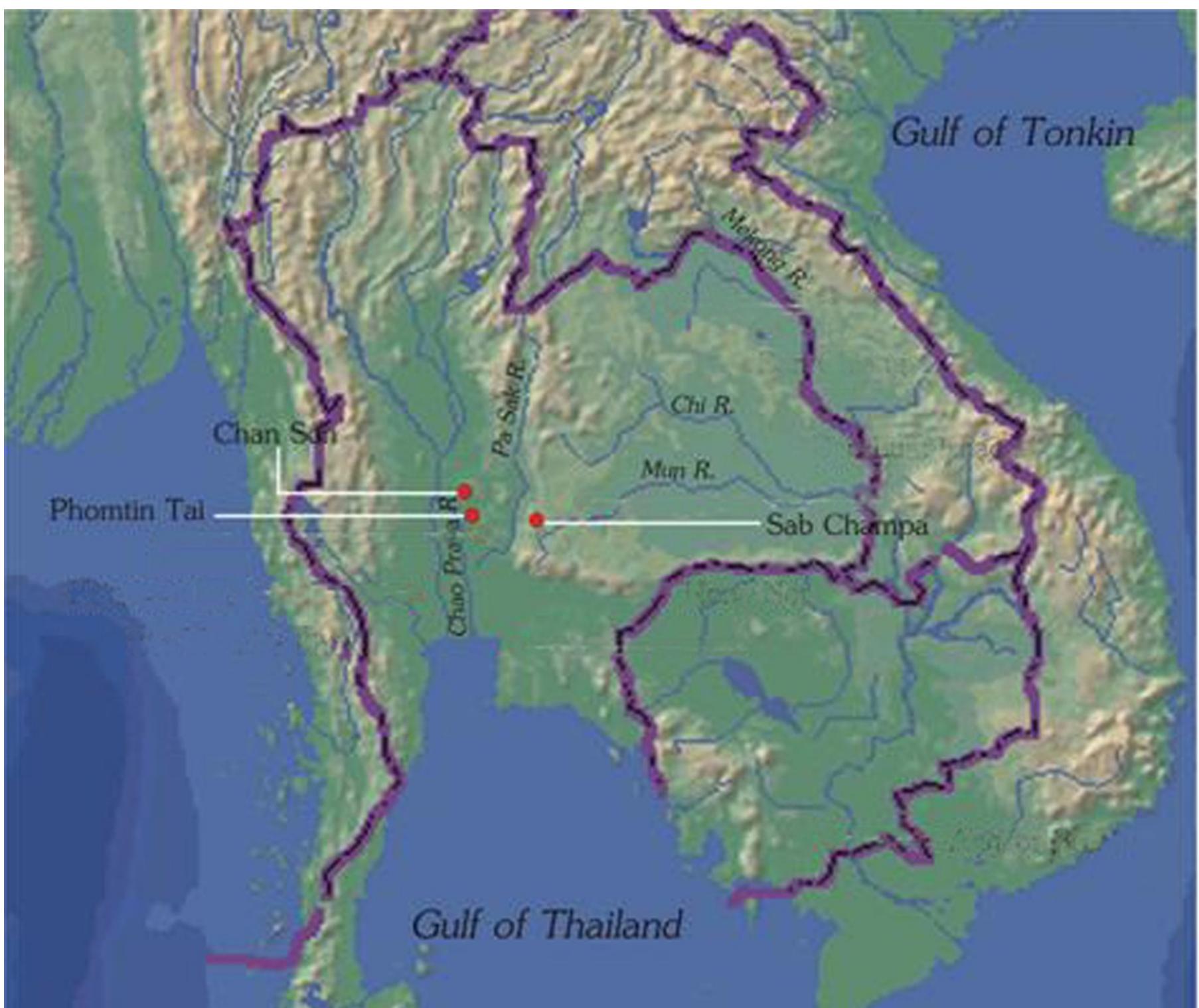 Map of major dvaravati sites in north-central thailand.