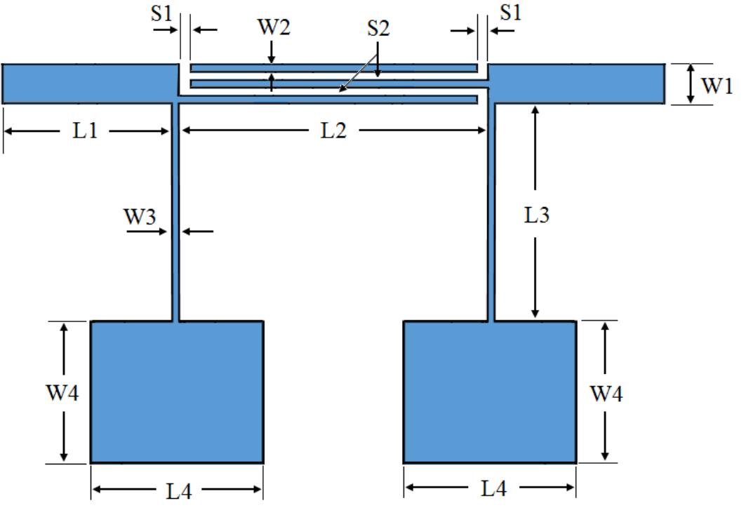 Layout of the uwb bandpass filter