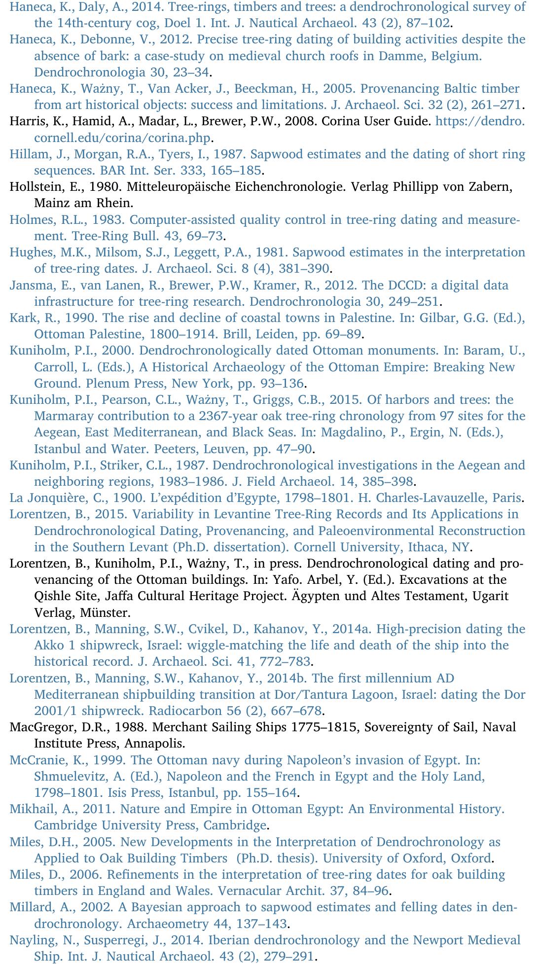 Ozveren, E., Yildirim, O., 2004. An outline of Ottoman maritime history. In: Harlaftis, G.,  Europe. J. Archaeol. Sci. 36 (1), 1-11. 