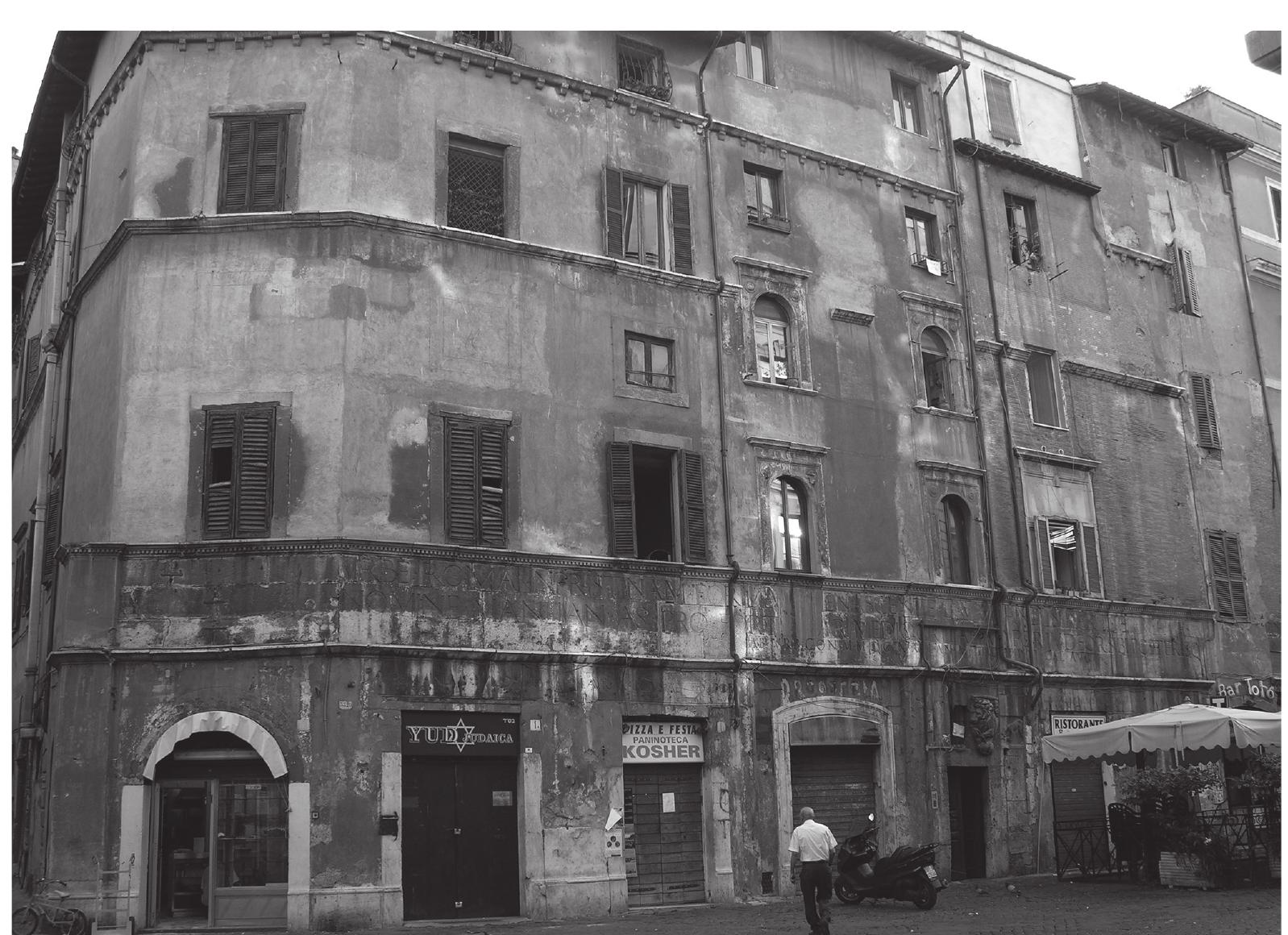 22 House of Manlius, Rome, 1476  much better known thanks to the in-depth study of 2000 by Pier Luigi Tucci.* The speziale or pharmacist Lorenzo Manei, after becoming wealthy in his profes- sion, changed his name to Laurentius Manlius and began to claim descent from the ancient Republican Roman general Marcus Manlius Capitolinus. He emblazoned the facade of his house with an inscription, matching those found on ancient Roman monuments in its scale and style, which vaunted his new, Latinised and classicising name and the foundation of the house itself in 1476 Ab urbe condita, a time in which, the inscription vividly claims, ‘Rome was being reborn in its ancient form: 