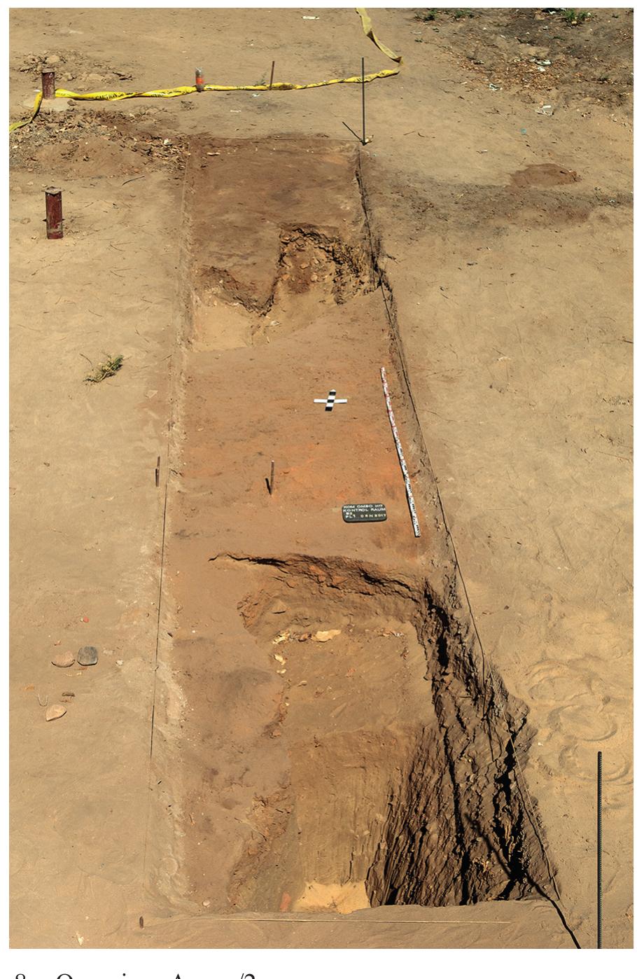 This test trench (figs. 1. 9) was in the northernmost part of the area of the Control] Building. It was 1.5 x 3 m in size and orientated on the same axis as Area s/2. A modern pit (S/4-L2 = S/4-L3) filled with sand, red burned mud brick debris, stones and pottery cut into a layer of brown soil (S/4-L4), which also proved to be a modern deposit.  