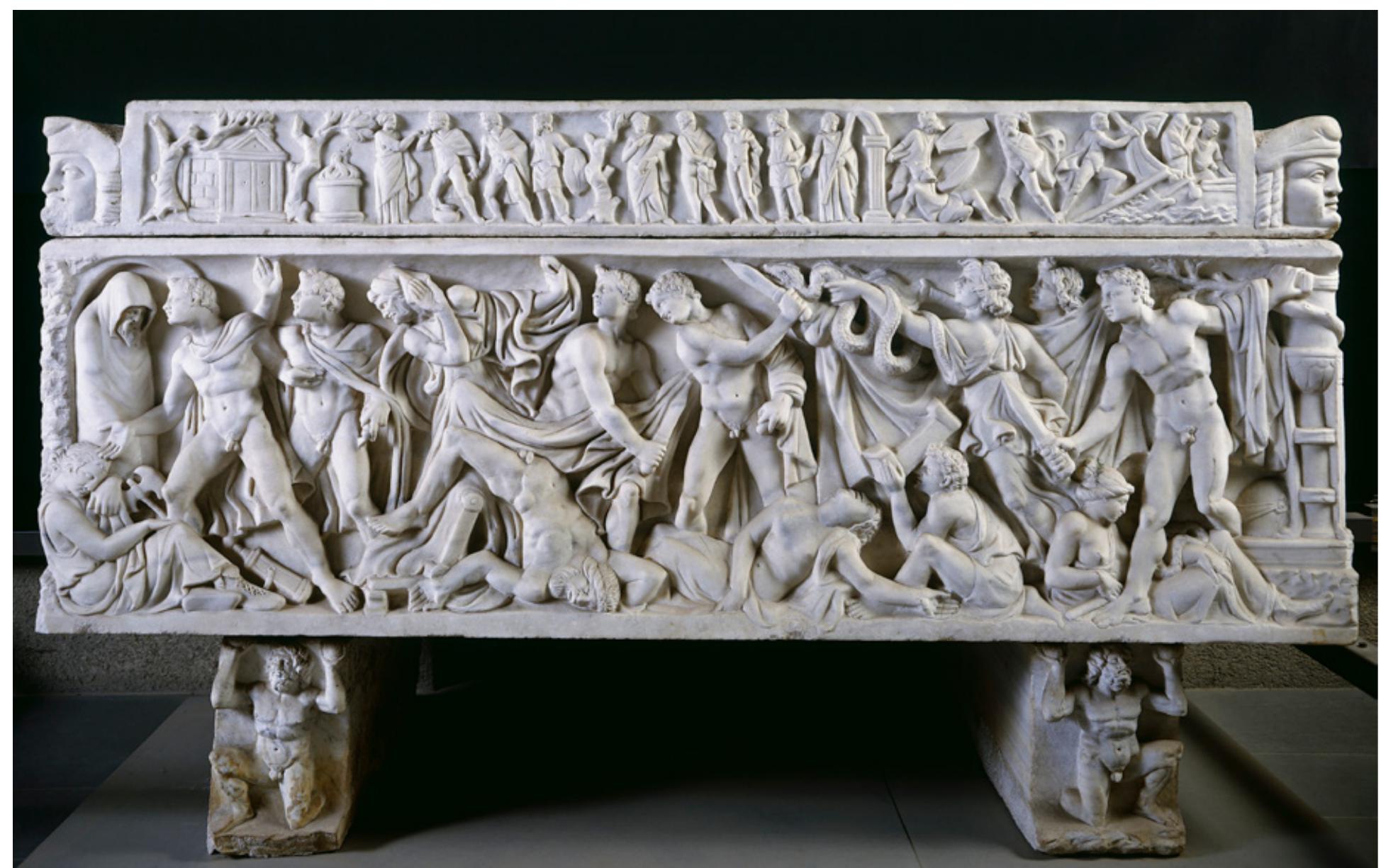 Roman sarcophagus with scenes from the myth of orestes, from