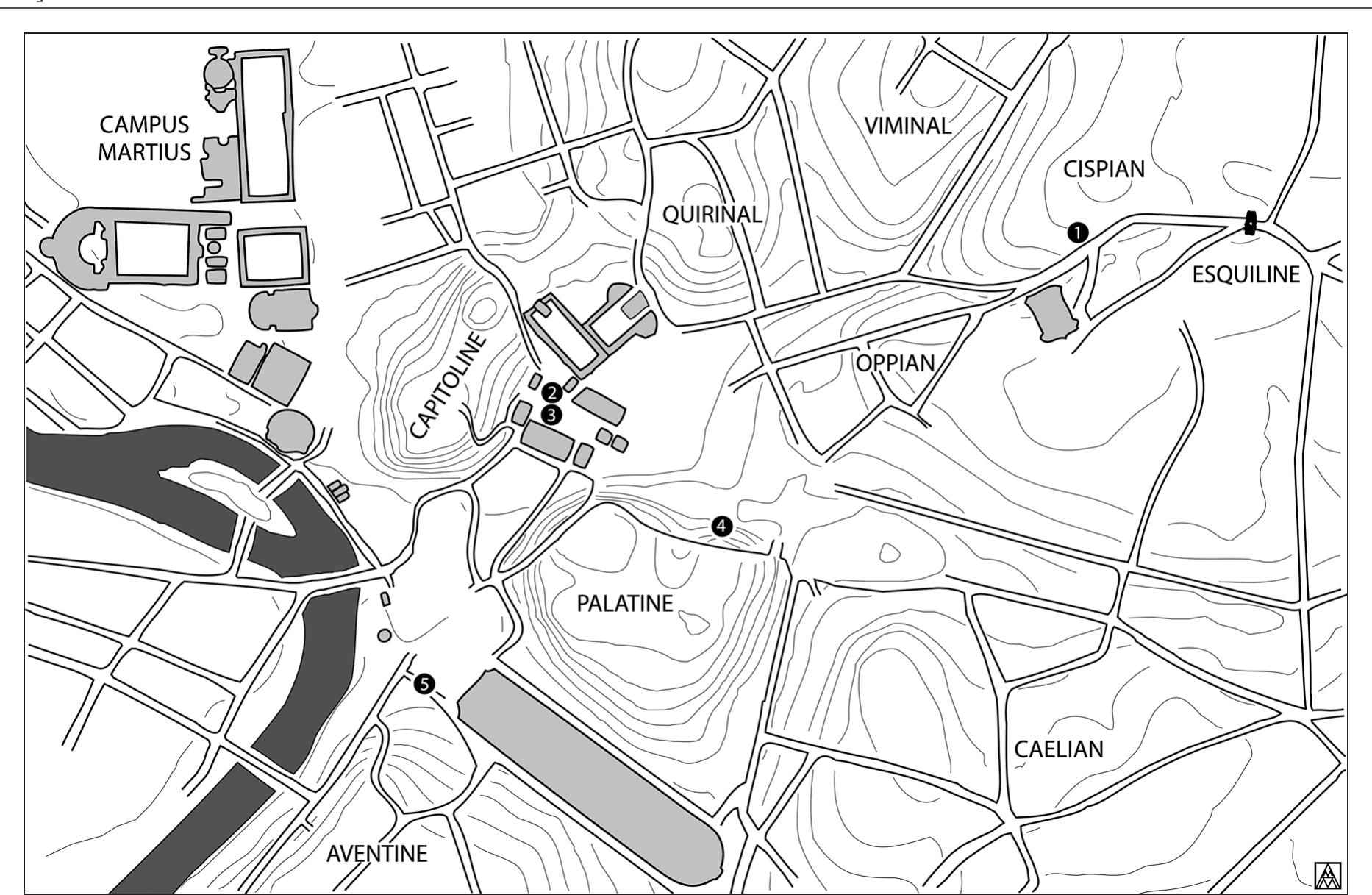 Plan of rome, showing locations of the extant new year’s