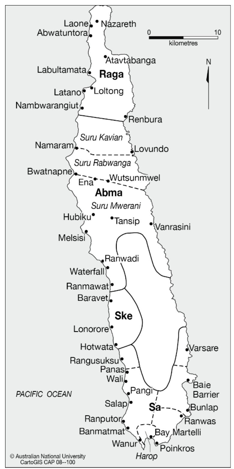 Map 2 - the languages of pentecost island of difference