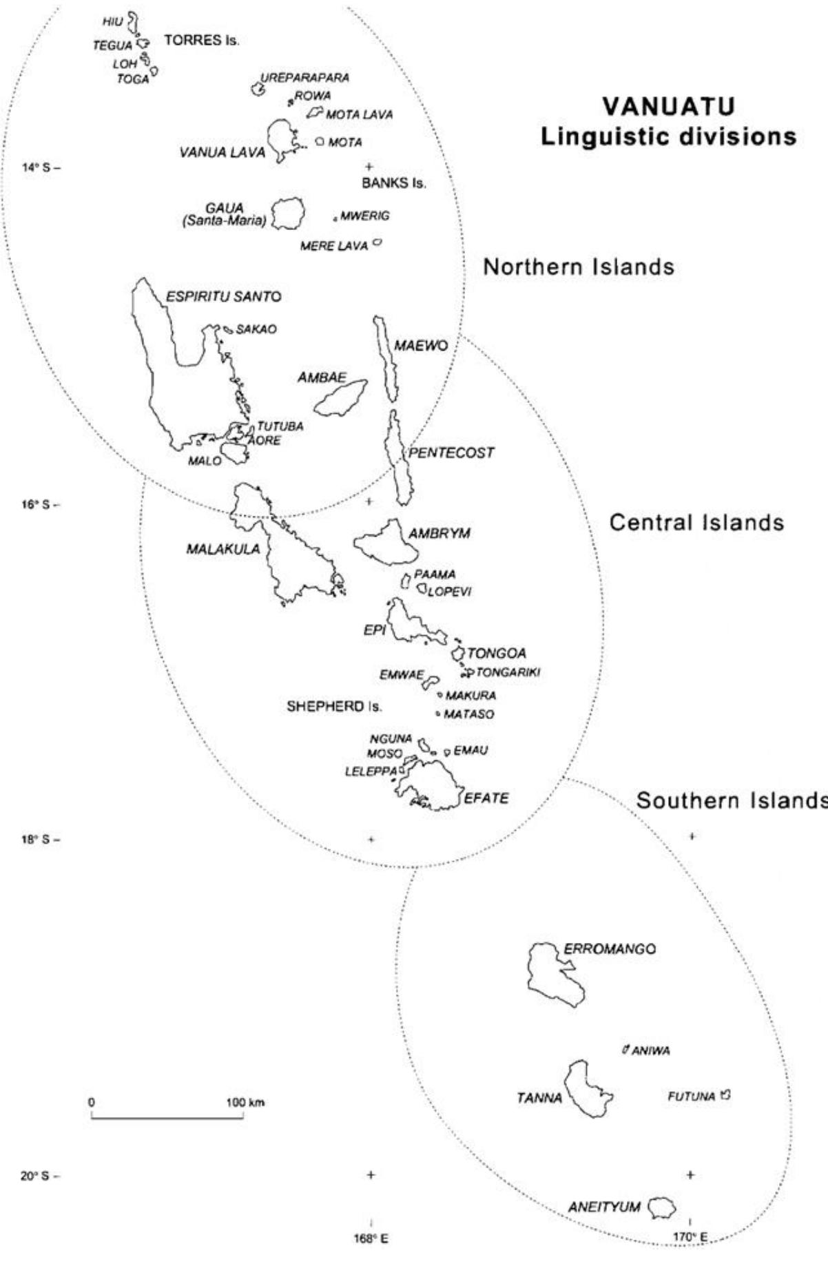 Map 2 - the languages of pentecost island of difference