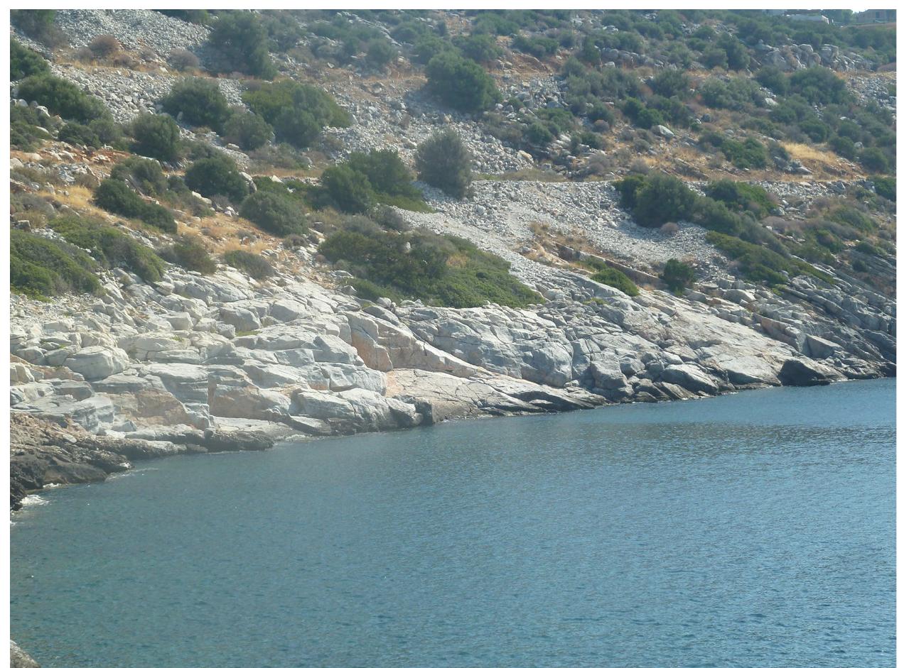 Fig. 1. Quarry of white marble on the “Nudists’ beach” at Marathon.
