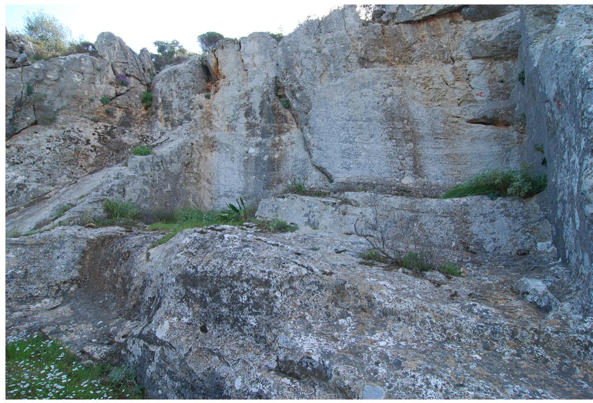 Fig. 13. Three blocks in the northeastern corner of the “Karavi” quarry.
 Fig. 12. The interior of the “Dragon-house”.
