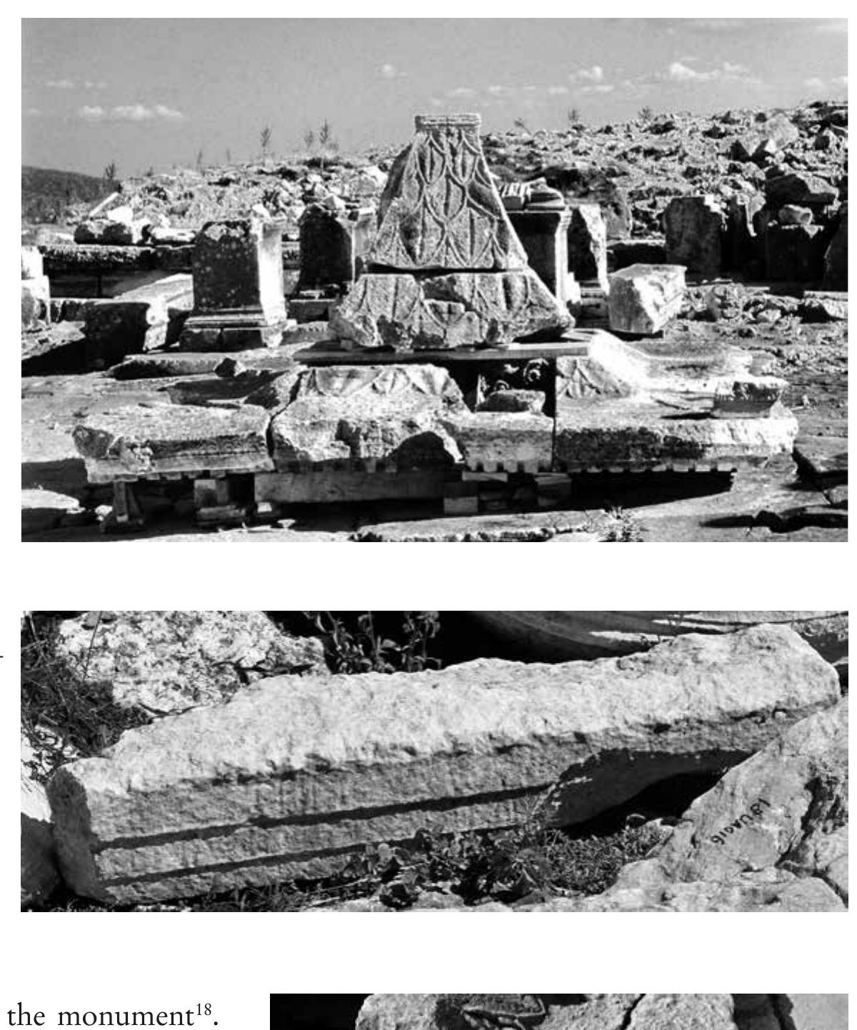 Traces on the pavement slabs on the north side of the shrine confirm that this was the  Fig. 5 Northwest corner of the canopy roof 