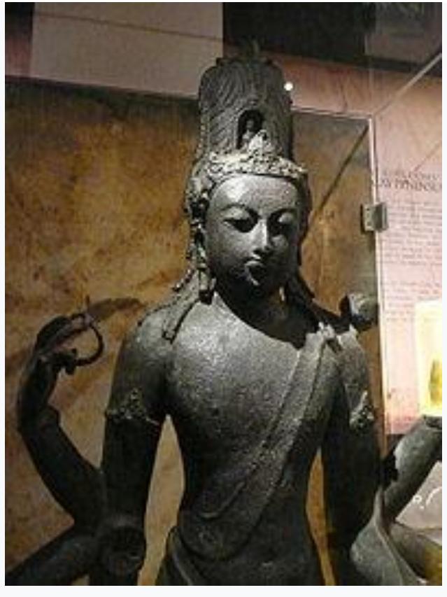 The relation between Srivijaya and the Chola Empire of south India was friendly during the reign of Raja Raja Chola I but during the reign of Rajendra Chola I the Chola Empire invaded Srivijaya cities. In 1025 and 1026 Gangga Negara was attacked by Rajendra Chola I of the Chola Empire, the Tamil emperor who is now thought to have laid Kota Gelanggi to waste. Kedah—known as Kedaram, Cheh-Cha (according to I-Ching) or Kataha, in ancient Pallava or Sanskrit—was in the direct route of the invasions and was ruled by the Cholas from 1025. A second invasion was led by Virarajendra Chola of the Chola dynasty who conquered Kedah in the late 11th century.The senior Chola's successor, Vira Rajendra Chola, had to put down a Kedah rebellion to overthrow other invaders. The coming of the Chola reduced the majesty of Srivijaya, which had exerted influence over Kedah, Pattani and as far as Ligor. During the reign of Kulothunga Chola IChola overlordship was established over the Srivijaya province kedahin the late 11th century. The expedition of the CholaEmperors had such a great impression to the Malay people of the medieval period that their name was mentioned in the corrupted form as Raja Chulan in the medieval Malay chronicle Sejarah MelayaEven today the Chola rule is remembered in Malaysia as many Malaysian princes have names ending with Cholan or Chulan, one such was the Raja of Perak called Raja Chulan. Avalokiteshvara statue found in Perak, 8th—9th century bronze.