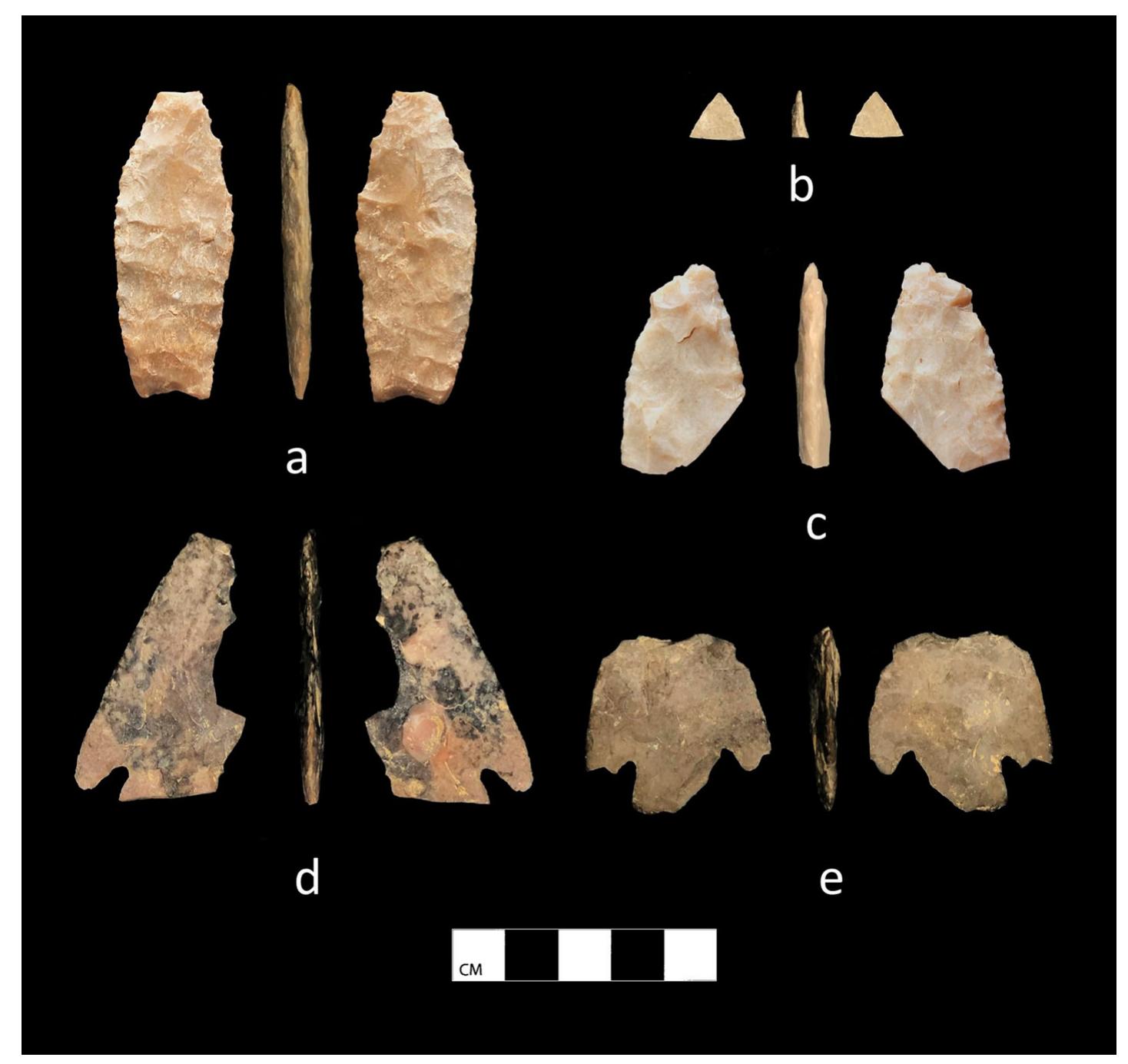 Projectile points recovered from the talus cone area during