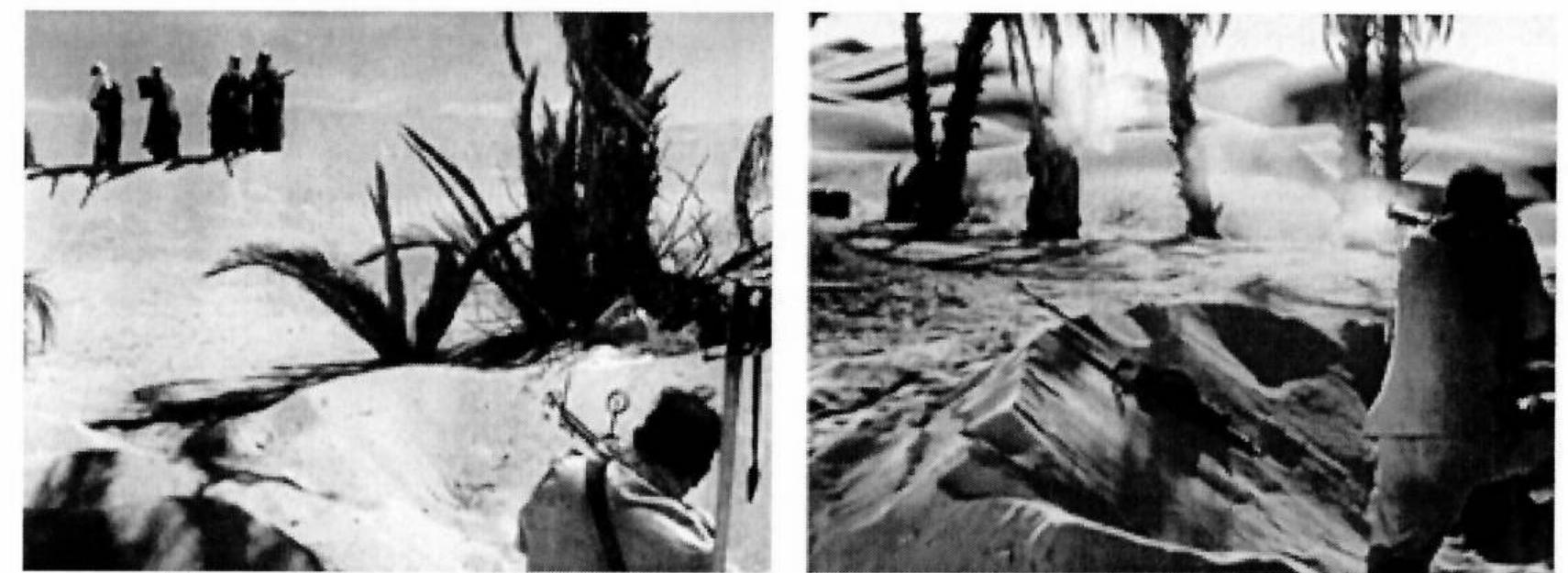 Fig. ta&b: The sergeant finally has his enemies in sight as he kneels in his grave. THE LOST PATROL, USA 1934, John Ford. 