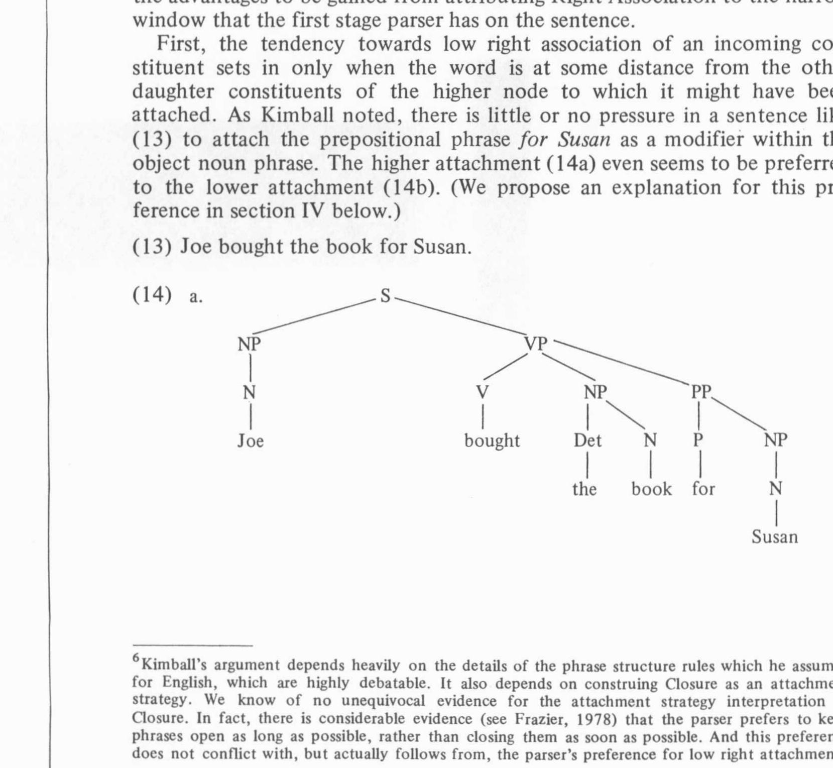 Figure 1 - The sausage machine A new two stage parsing model