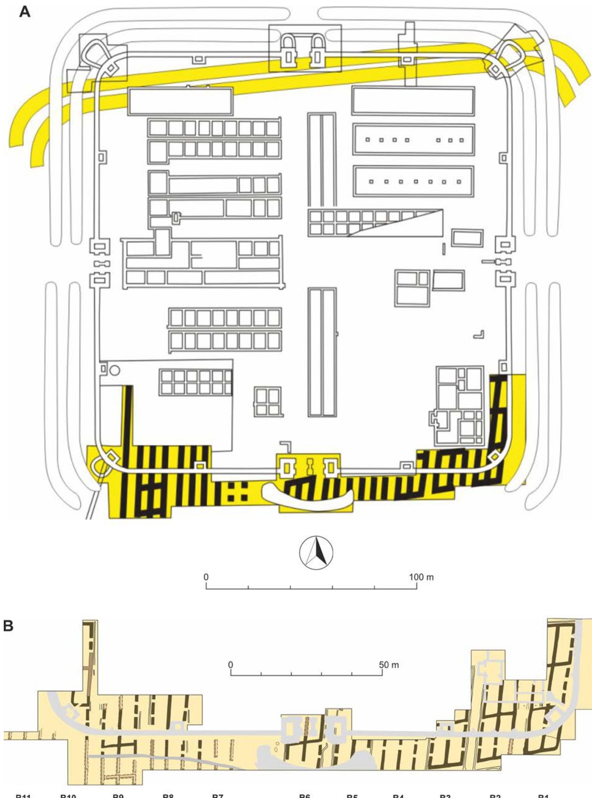 Schematic sketch of the layout of a roman castellum in iza,
