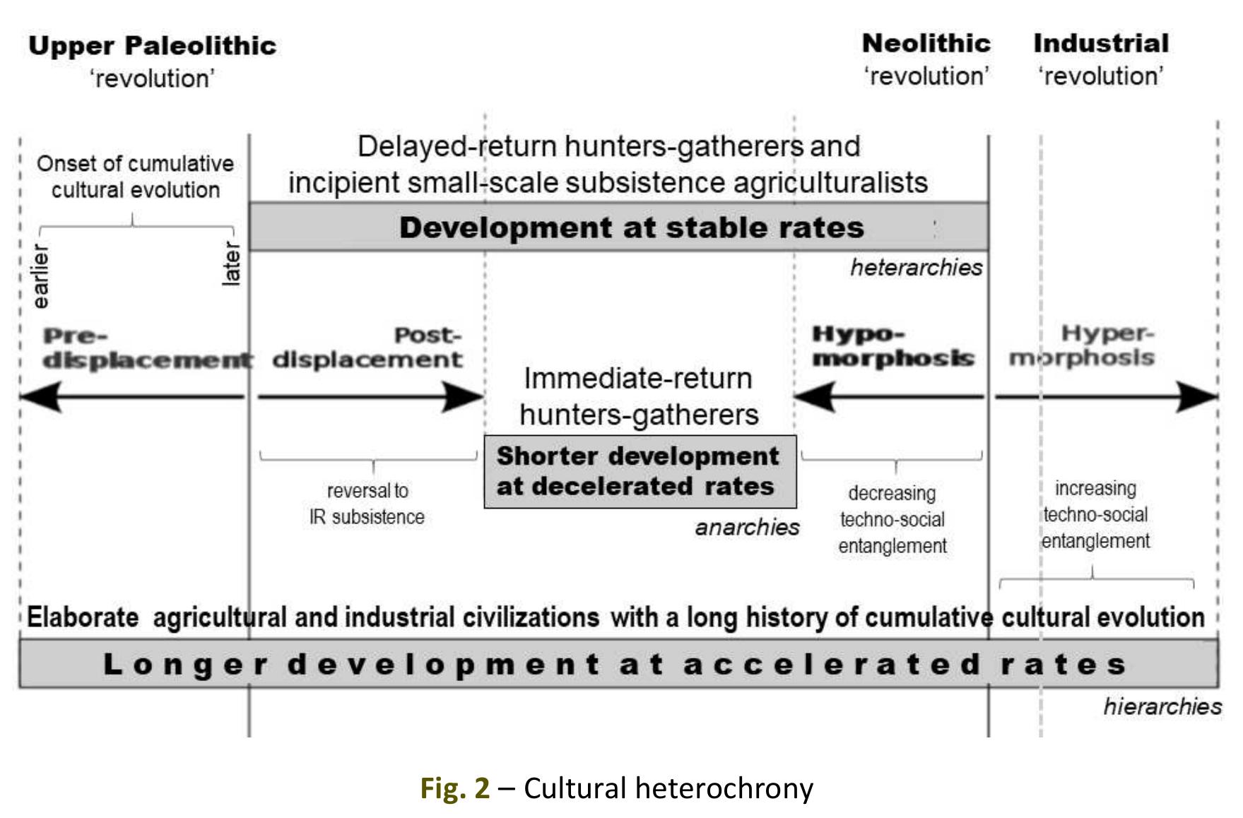 The six types of shift in heterochrony, a change in the
