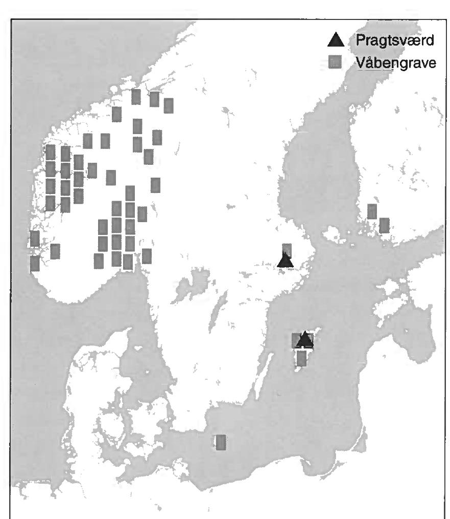 Fig. 10d. Udbredelsen af vdbengravene i Norden i 700- tallet. Tegning af 10a-d: John Fowlie. 