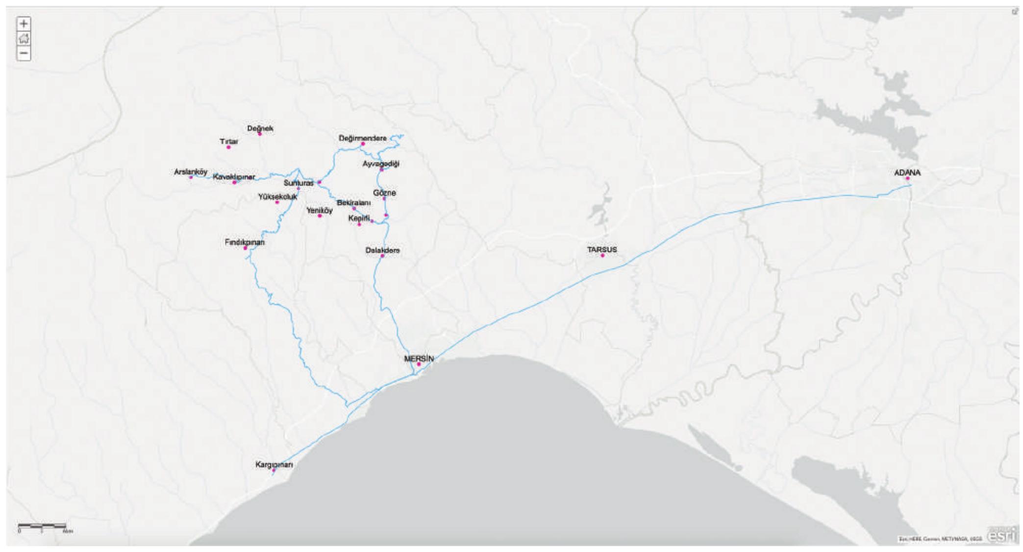 Figure 1. Our research route overlapping the travelling exhibitors’ route  cinemas as well. 