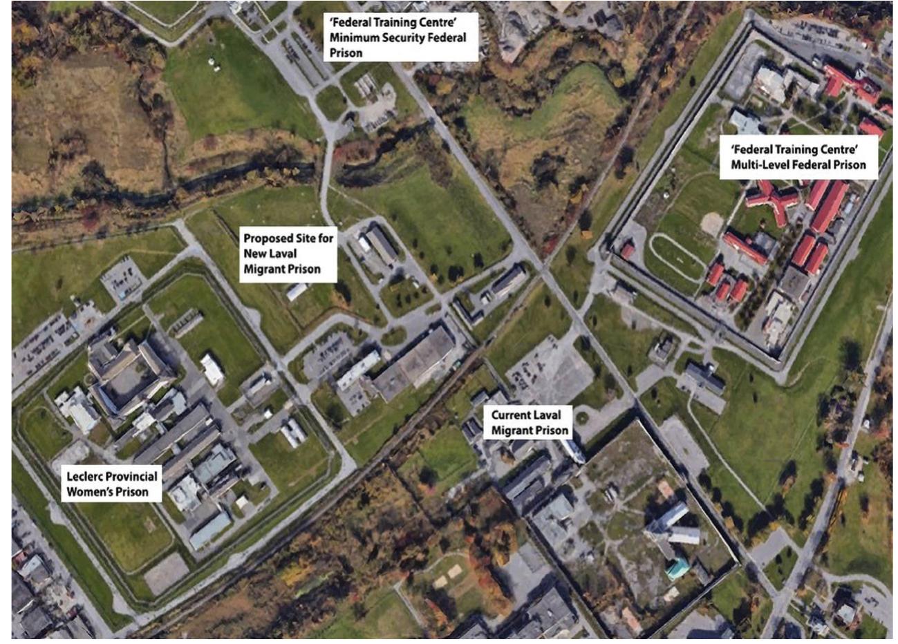 Figure 3. The proposed Detention Centre is next to three prisons and one Migrant Holding Centre. 
