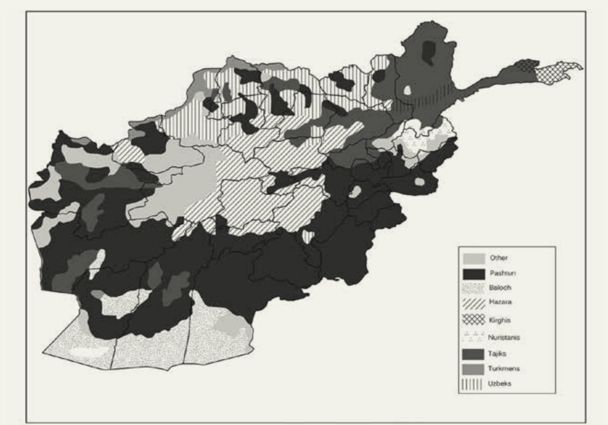 Figure 1: Geographical distribution of qawms (ethnic, religious or kinship-based cleavages) Source: Shahrani (2018) 