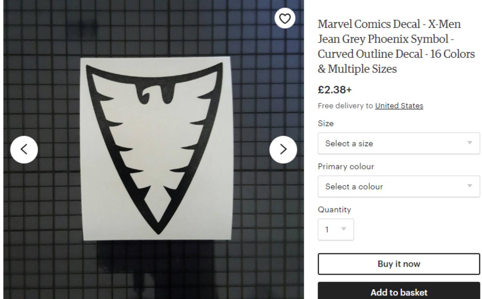Figure 22. Phoenix symbol curved outline decal, on sale on Etsy. Source: https://www.etsy.com (Retrievec 5 January 2020). 