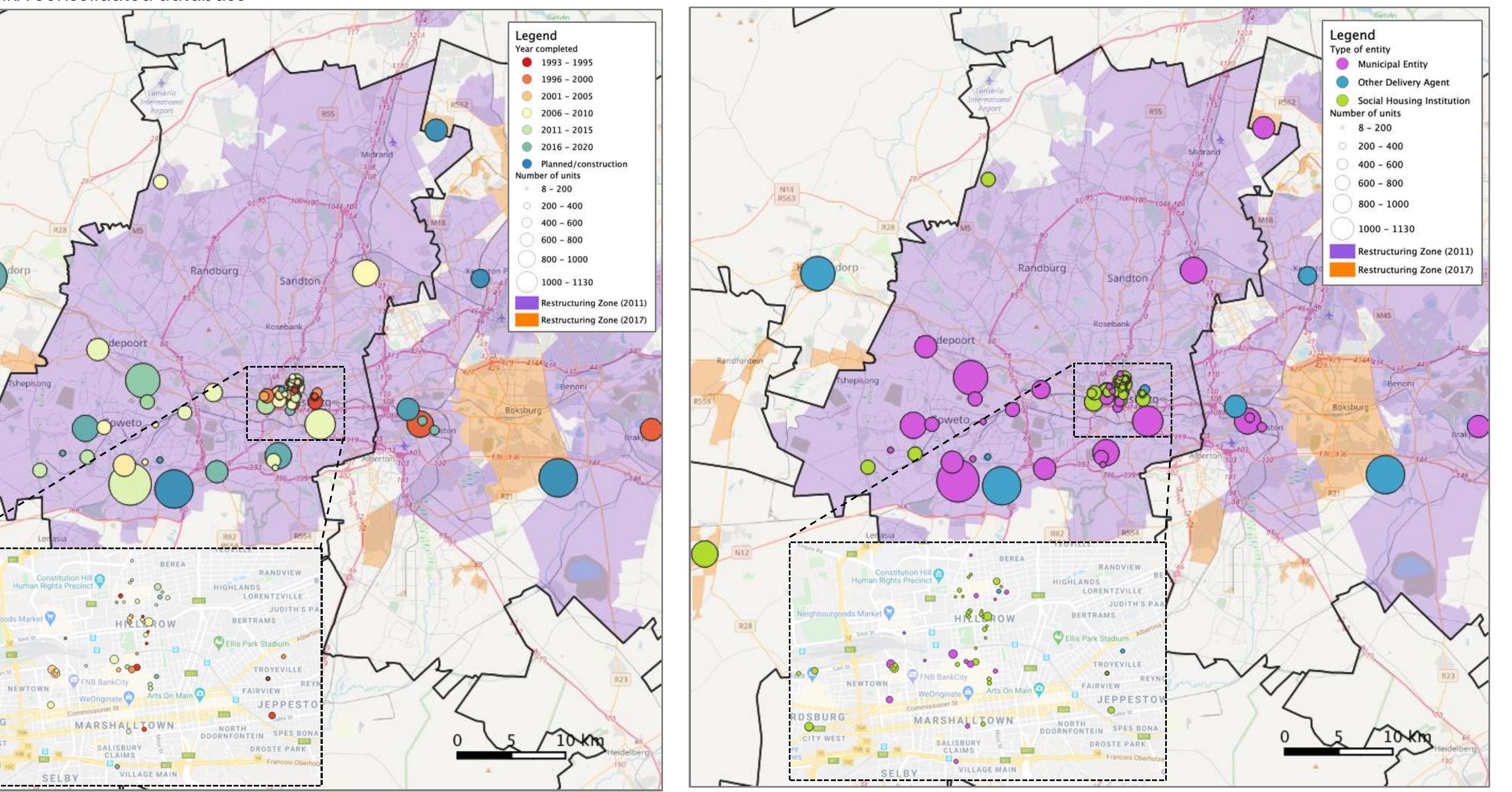 Figure 4.5. Social housing by year in Johannesburg and Ekurhuleni 