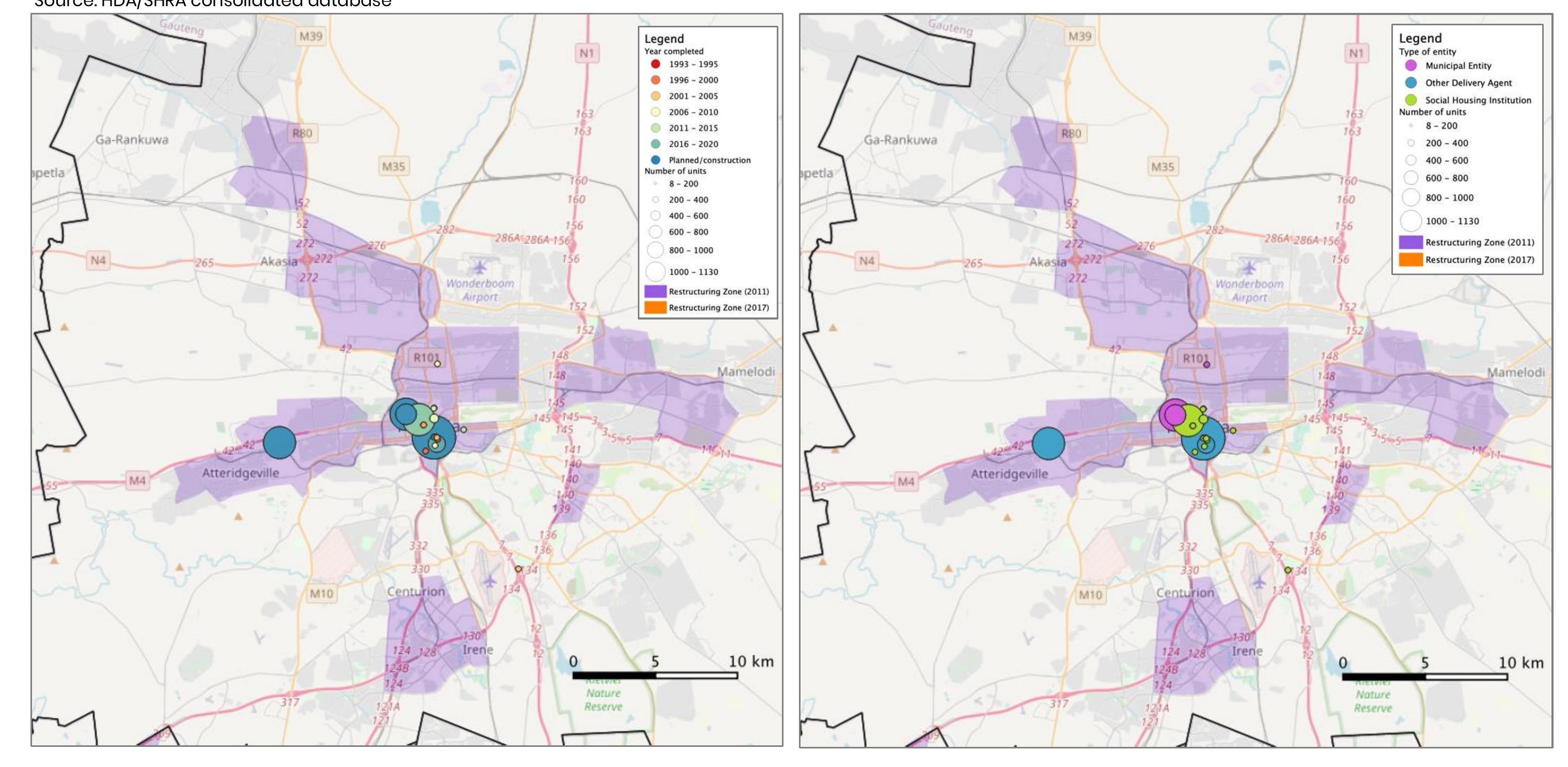Figure 4.7. Social housing by year in Tshwane 