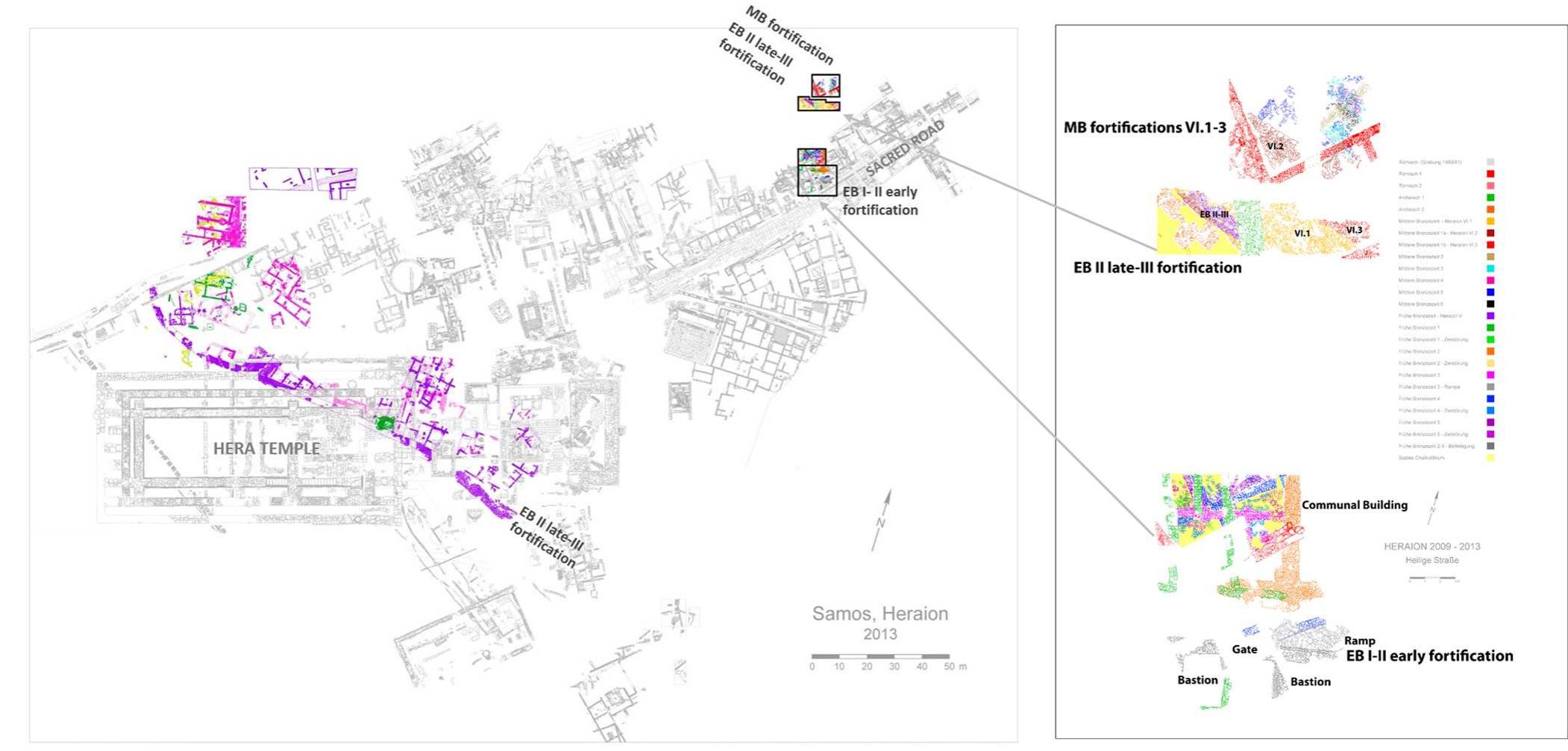 Fig. 2. Plan of the Ch-MBA settlement at Heraion (by H. Birk, O. Kouka, A. Clemente, K. Ragkou, N. Hellner, A. Tanner, and M. Jaumann). 