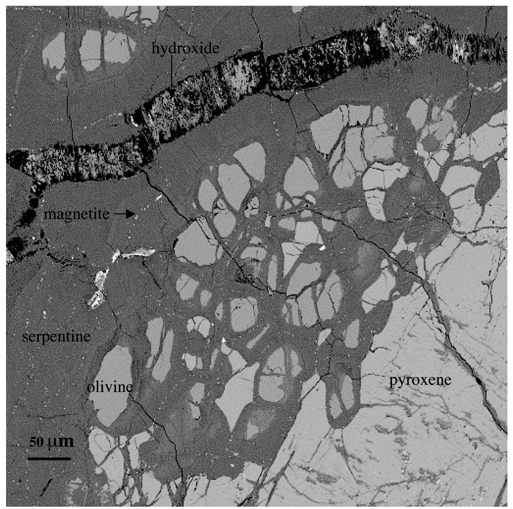 Pyroxene Hand Sample Backscattered electron micrograph of a thin section made