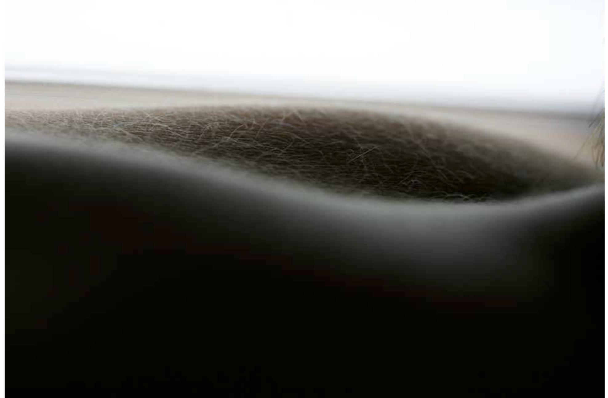 Pictures that look too closely at skin tend to be about touch, irritability, and  rubbing were a compulsion, and tapping its antidote. 