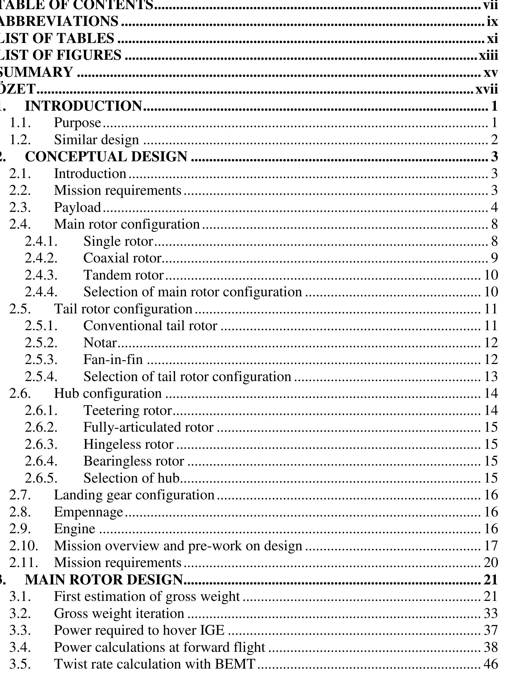 Table 1 - from Unmanned Helicopter Pre-Design + Analysis