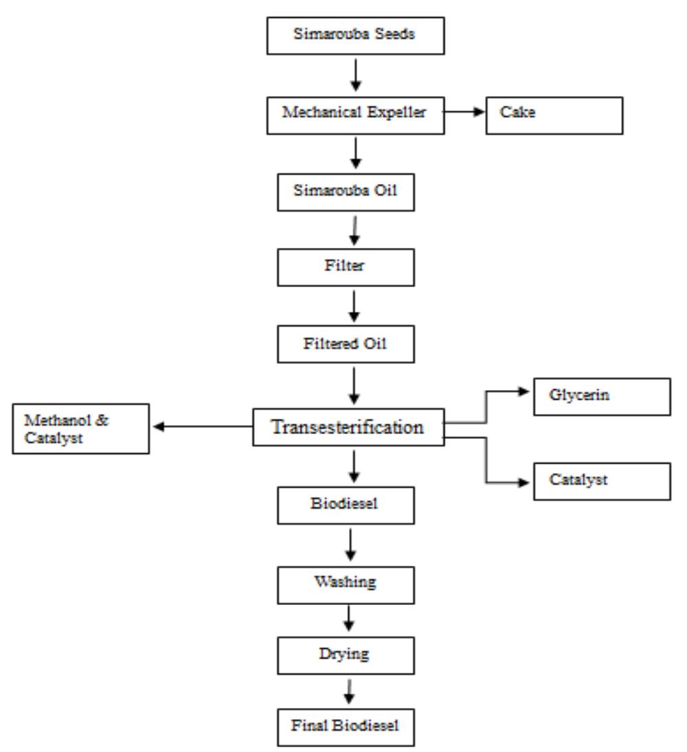 The flow chart for biodiesel production. production process