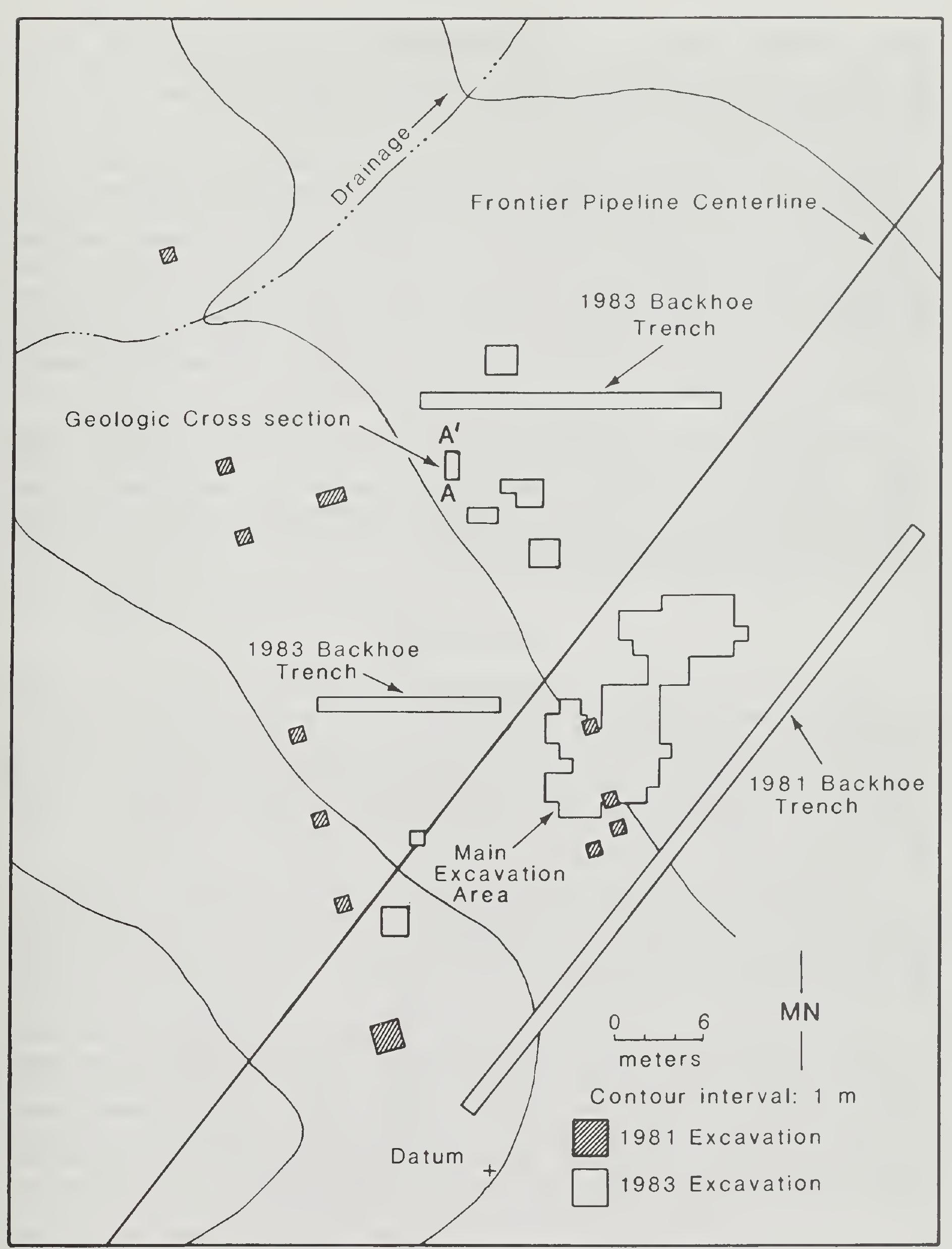 Fig. 8. Plan map of the main site area and excavation units, Austin Wast ite, 48UT390, Uinta County, Wyoming. 