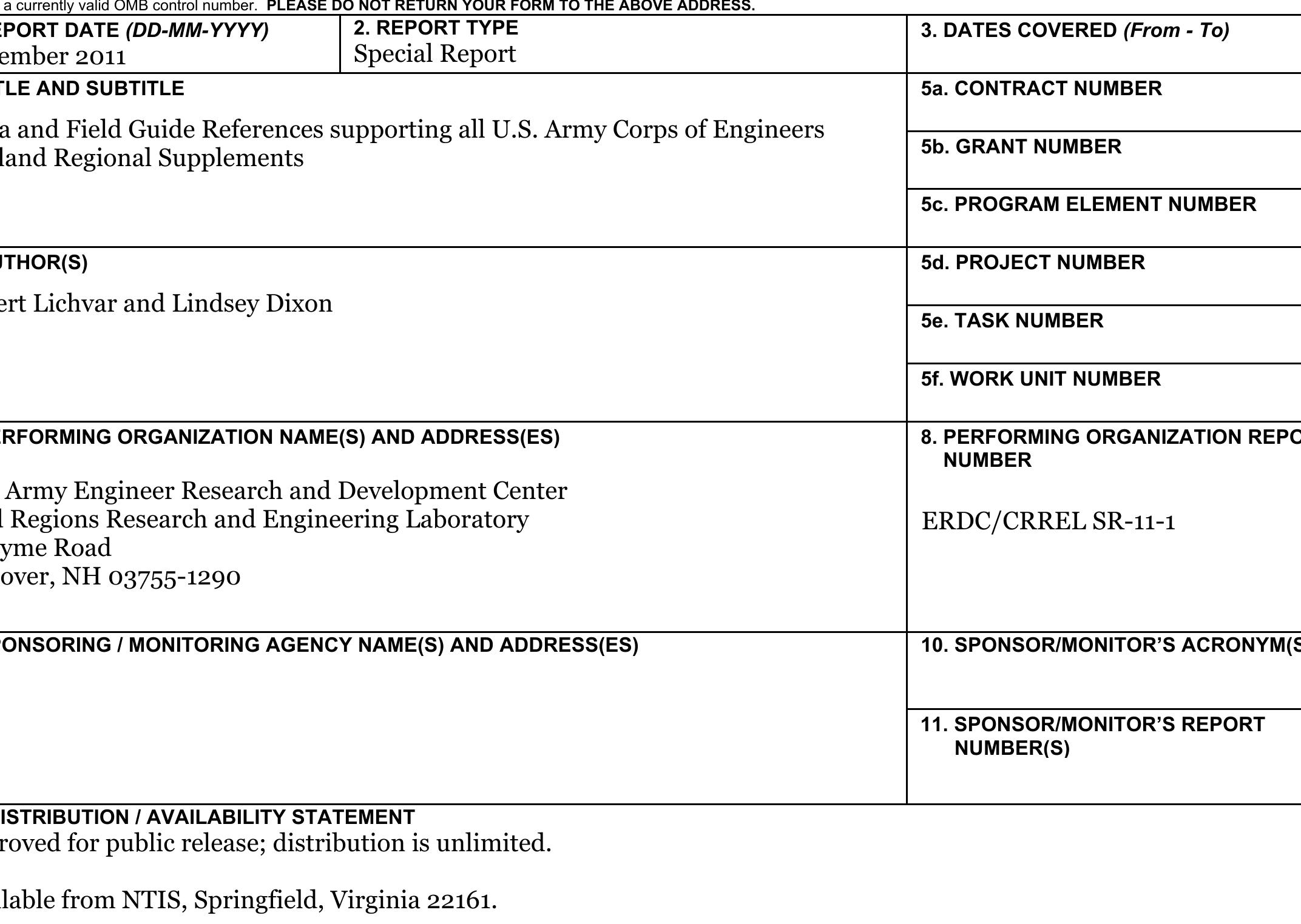 (PDF) Flora and Field Guide References Supporting All U.S. Army Corps ...