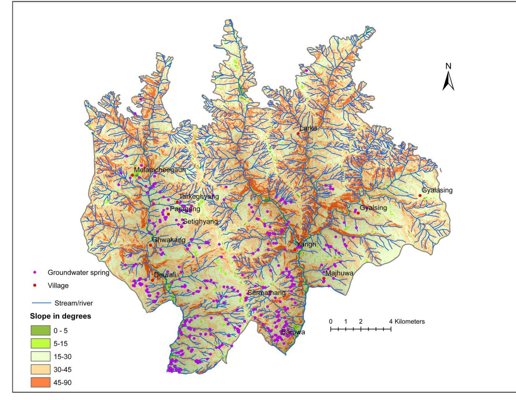 Slope gradient map of the study area.