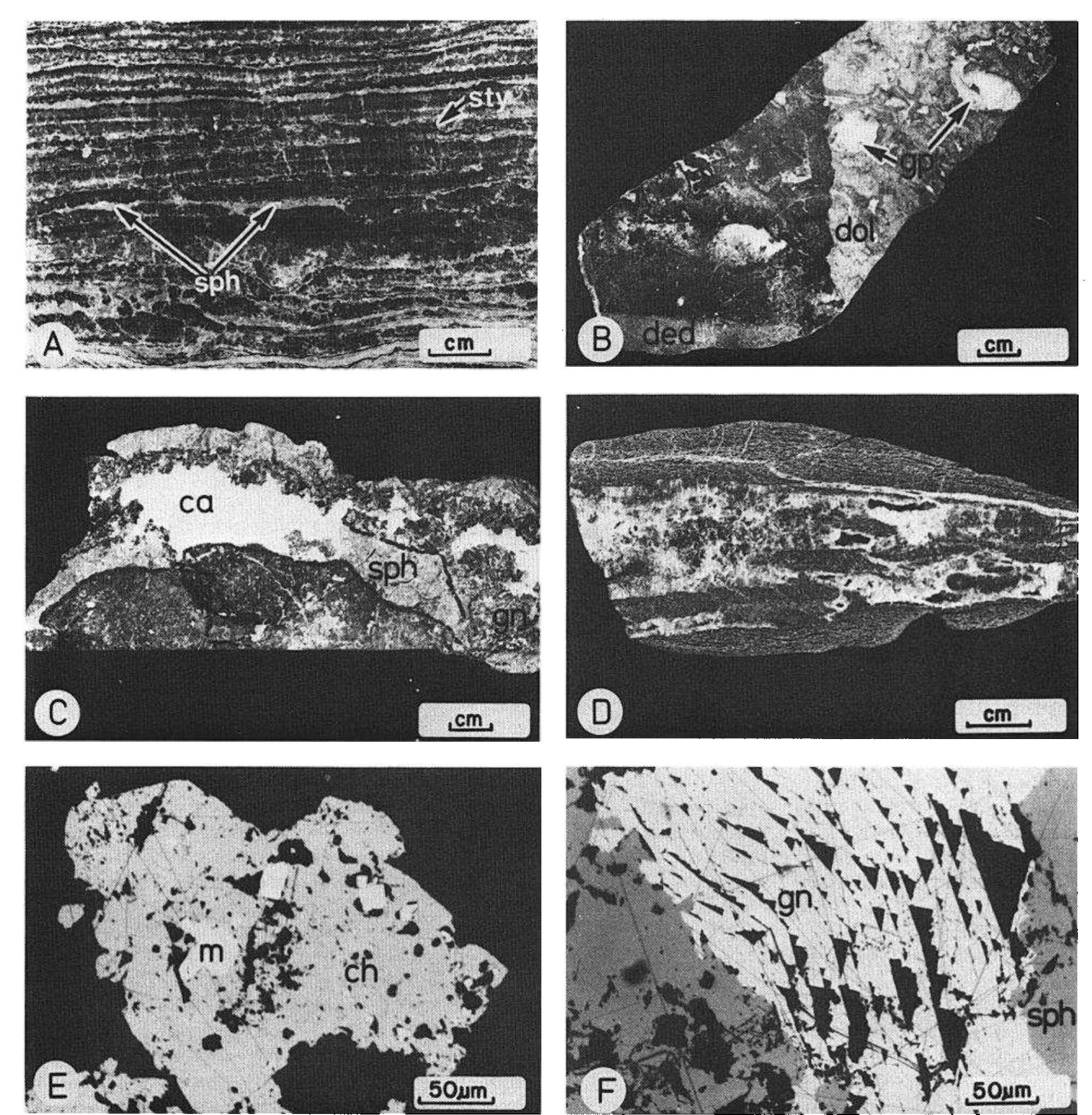 Fic. 8. a. laminated sulfide mineralization. each layer is
