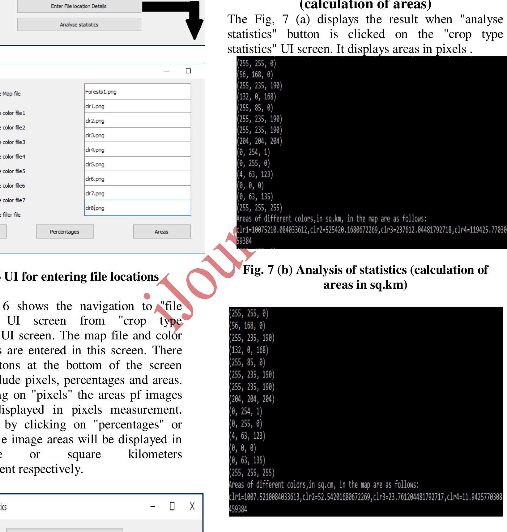 (c) analysis of statistics (calculation of areas in sq.cm)