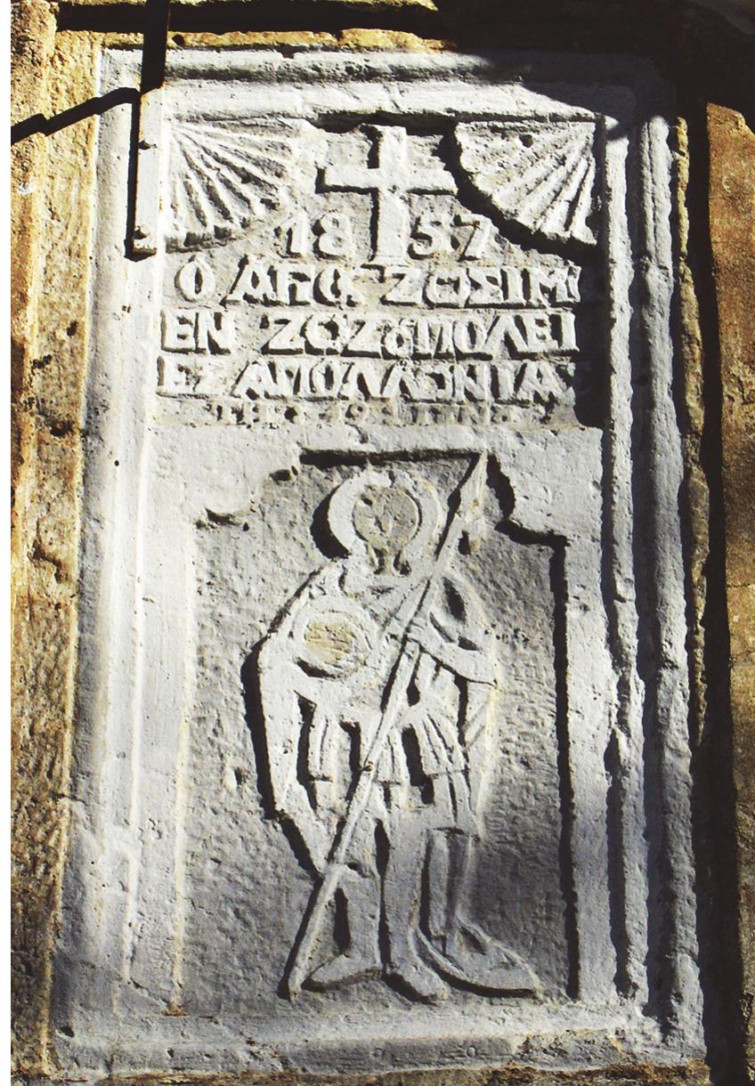 Fig. 5) Marble plaque above the entrance to the churc! of Saint Zosimos at Sozopol (Source: Archaeological Museum of Sozopol)  the work of the famous Greek sculptor Kalamis, which was later carried off by Marcus Lucullus to Rome.” The name change in late antiquity must have been motivated by the adoption of Christianity. The ‘defeat’ that Apollo suffered in this city in the course of its Christianisation is  symbolised by a votive inscription to Apollo, re-used as a spolium in an early Christian basilica on the island of Saint Kirik” where his temple is supposed to have existed.”°  vicinity. In this respect, it is important to turn to the local archaeological context for more insight. 