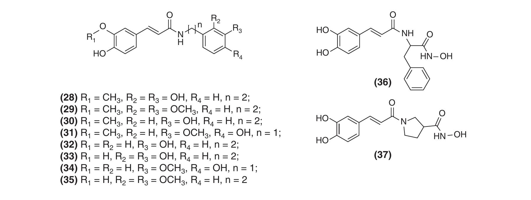 Schematic representation of chemical structure of caffeic