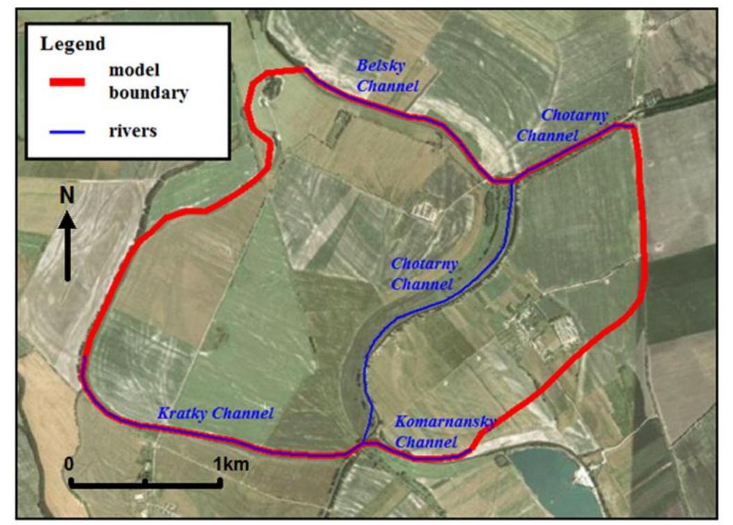 Map of the rye island. the model area is approximately 8.5